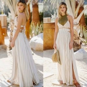 Free People Harper Crochet Halter Maxi Dress